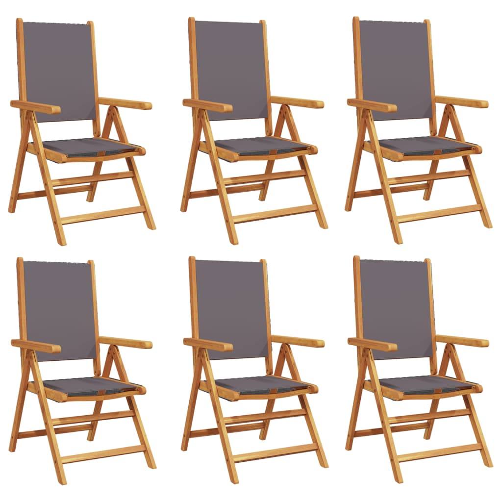 Reclining Garden Chairs 6 pcs Anthracite Fabric and Solid Wood