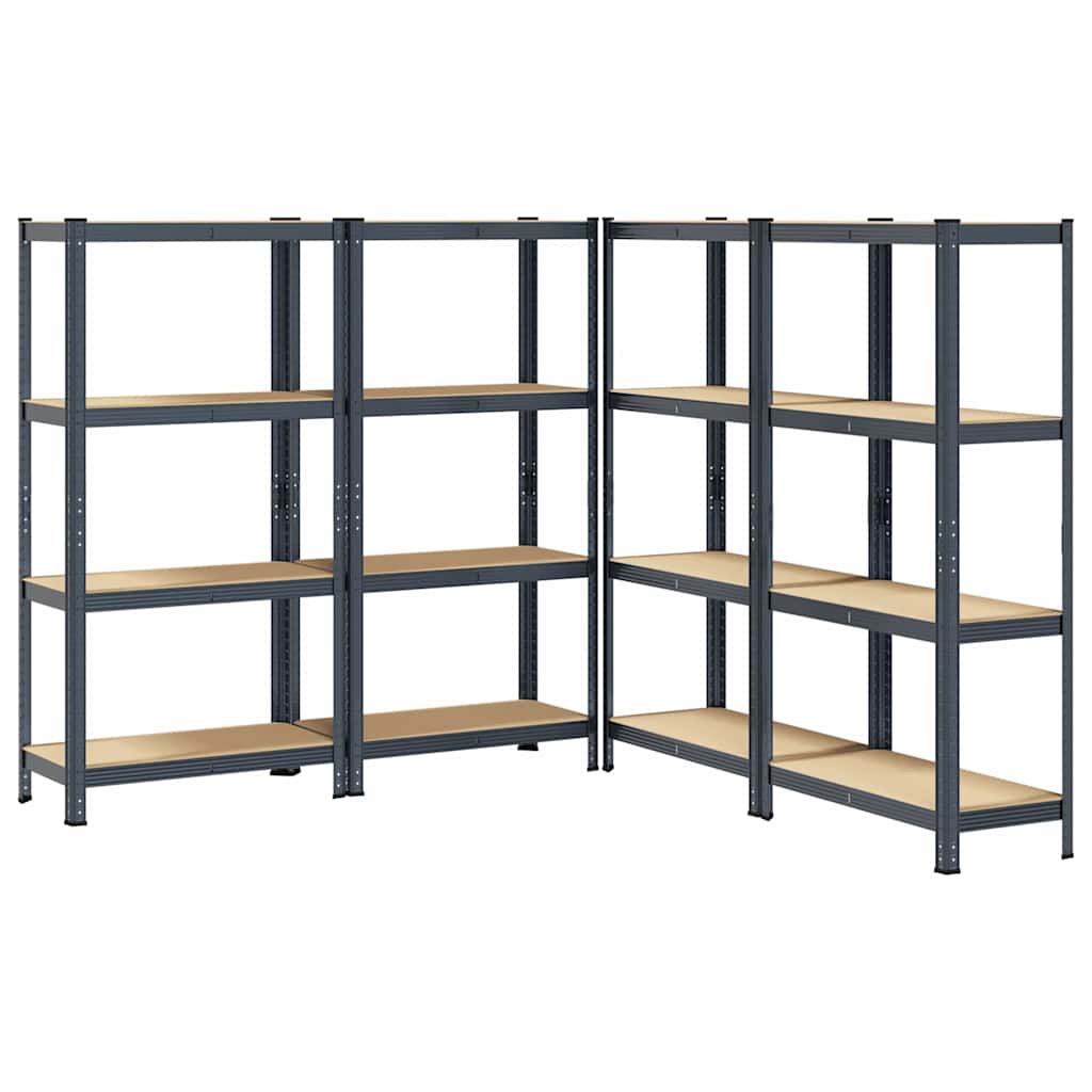 4-Layer Storage Shelves 4 pcs Anthracite Steel&Engineered Wood