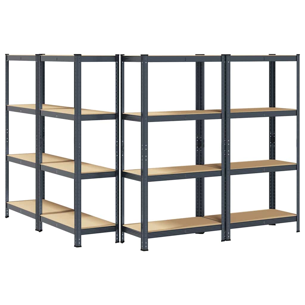 4-Layer Storage Shelves 4 pcs Anthracite Steel&Engineered Wood