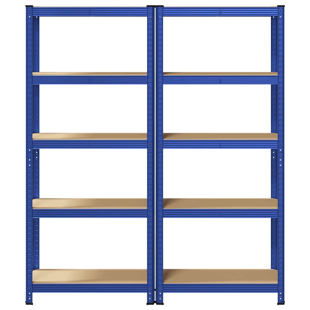 5-Layer Storage Shelves 2 pcs Blue Steel&Engineered Wood