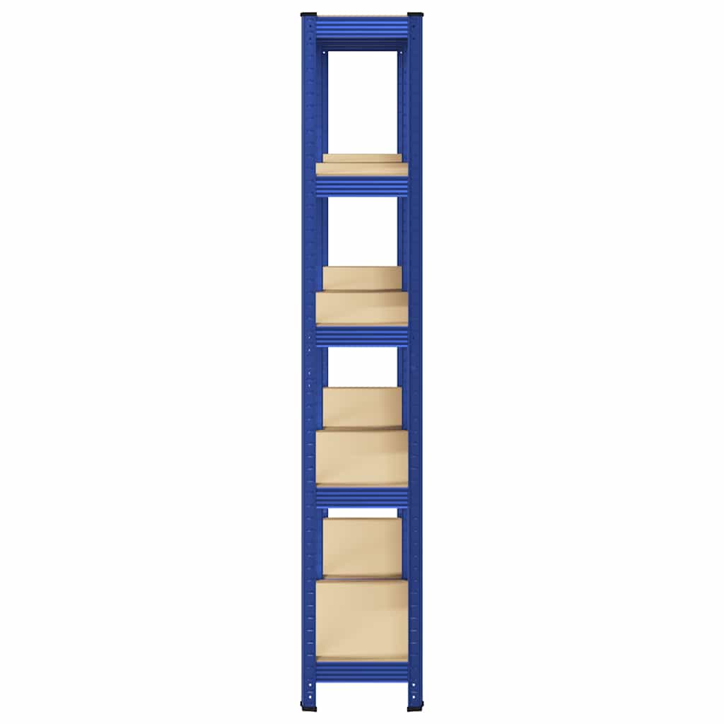 5-Layer Storage Shelves 2 pcs Blue Steel&Engineered Wood