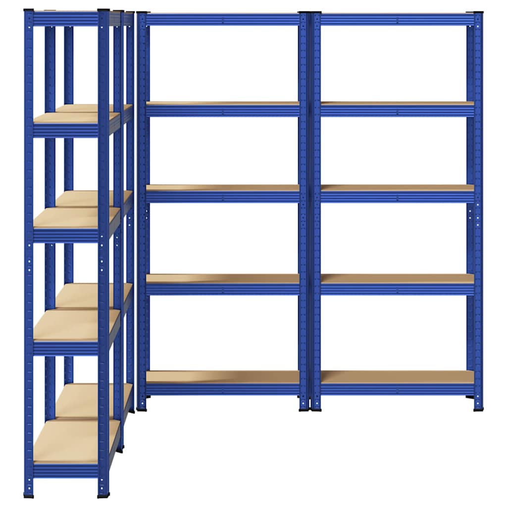 5-Layer Storage Shelves 4 pcs Blue Steel&Engineered Wood