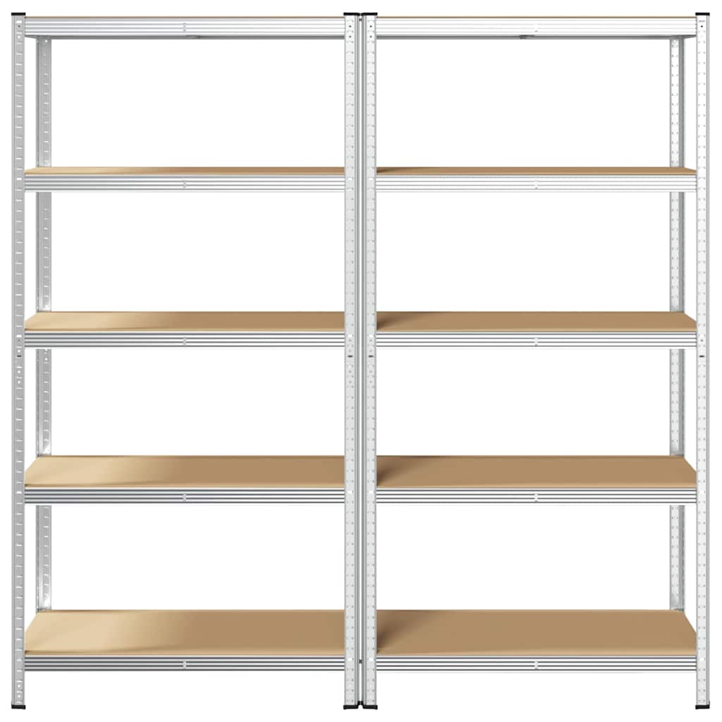 5-Layer Storage Shelves 2 pcs Silver Steel&Engineered Wood