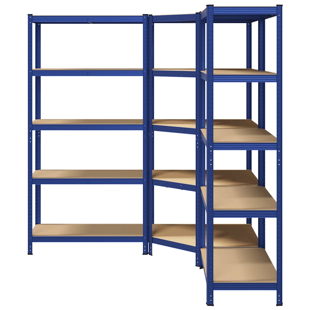3 Piece 5-Layer Shelves Set Blue Steel&Engineered Wood