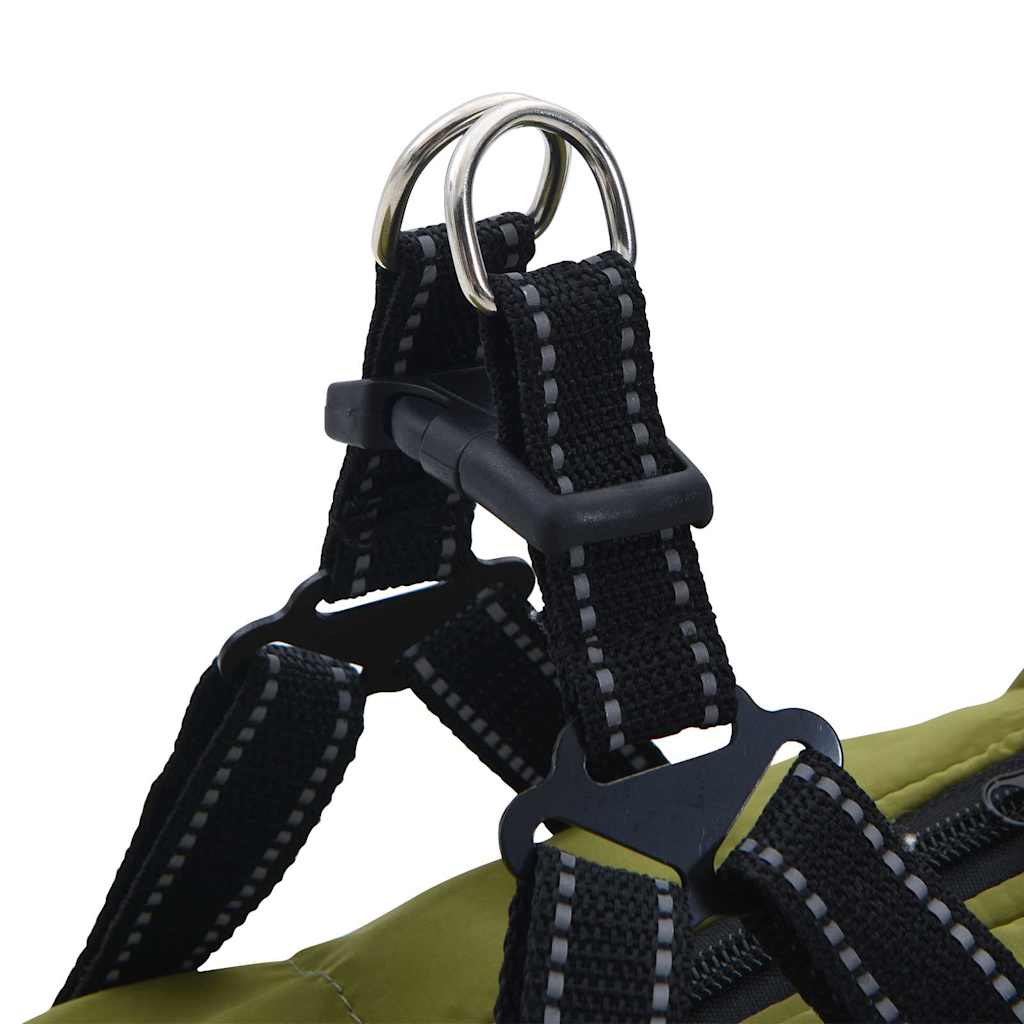 Dog Coat with Harness Waterproof Reflective Army Green S