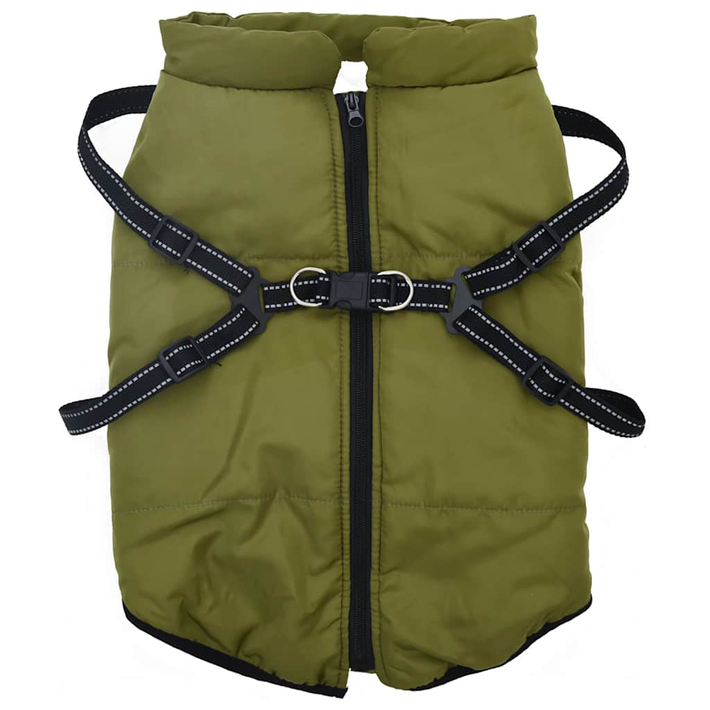 Dog Coat with Harness Waterproof Reflective Army Green 3XL