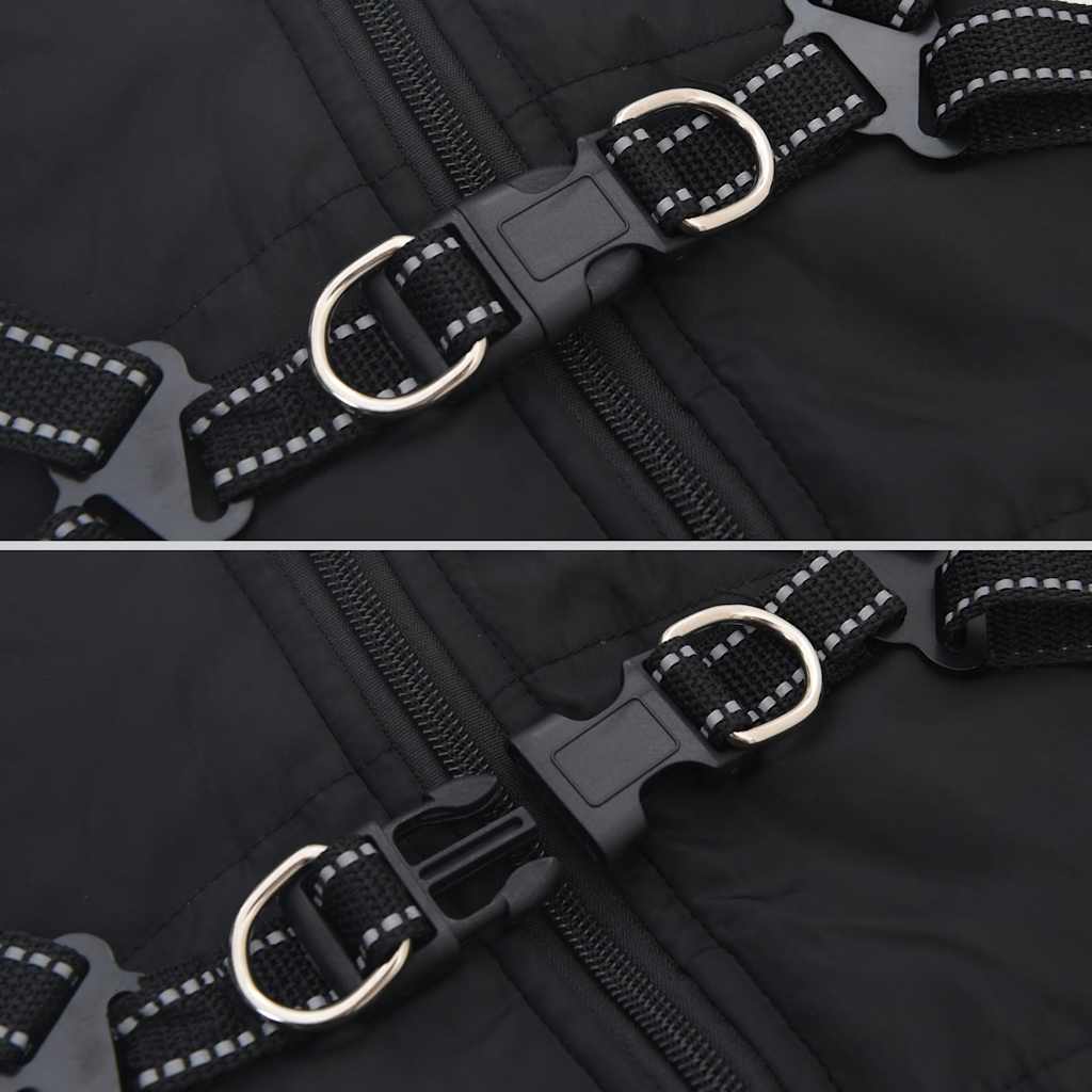 Dog Coat with Harness Waterproof Reflective Black S