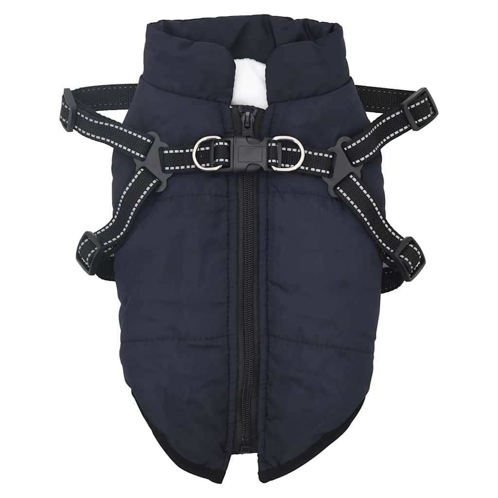 Dog Coat with Harness Waterproof Reflective Navy Blue S