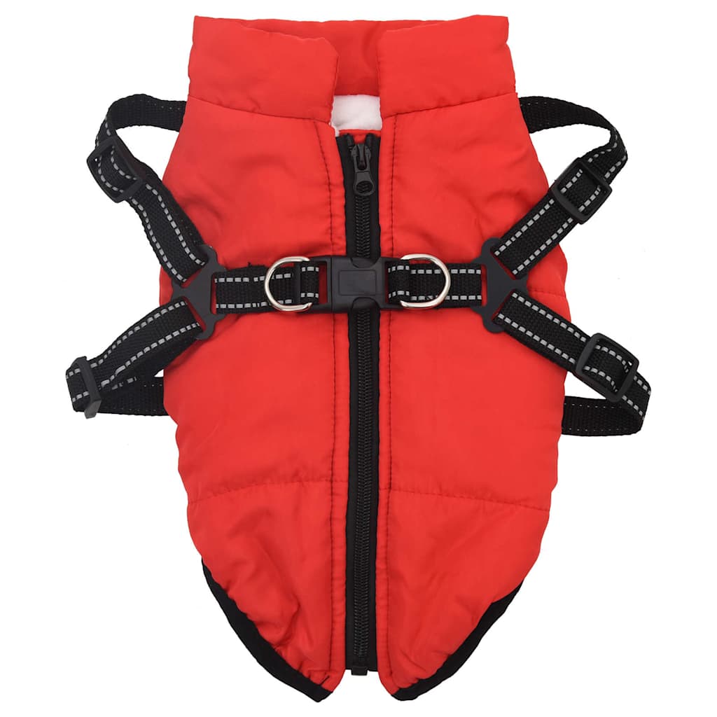 Dog Coat with Harness Waterproof Reflective Red L