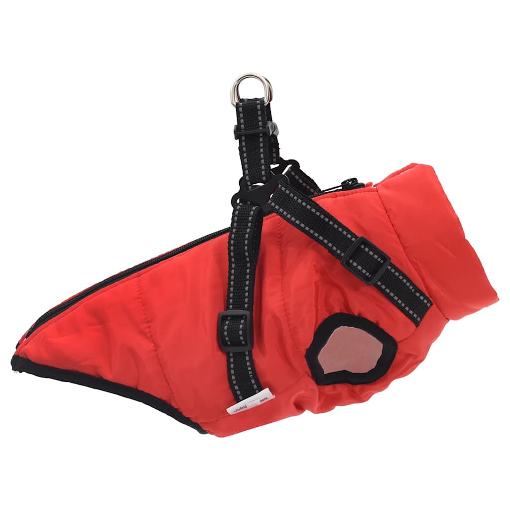 Dog Coat with Harness Waterproof Reflective Red L