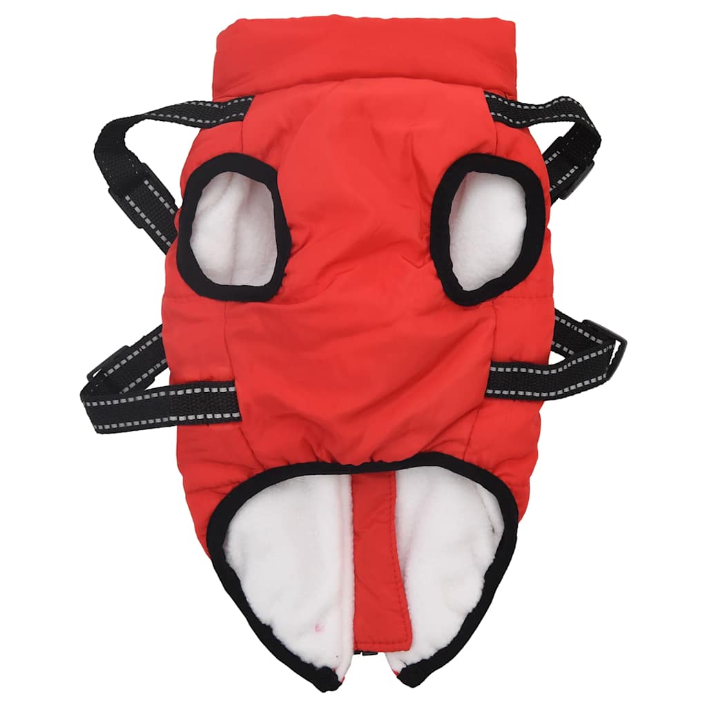 Dog Coat with Harness Waterproof Reflective Red L