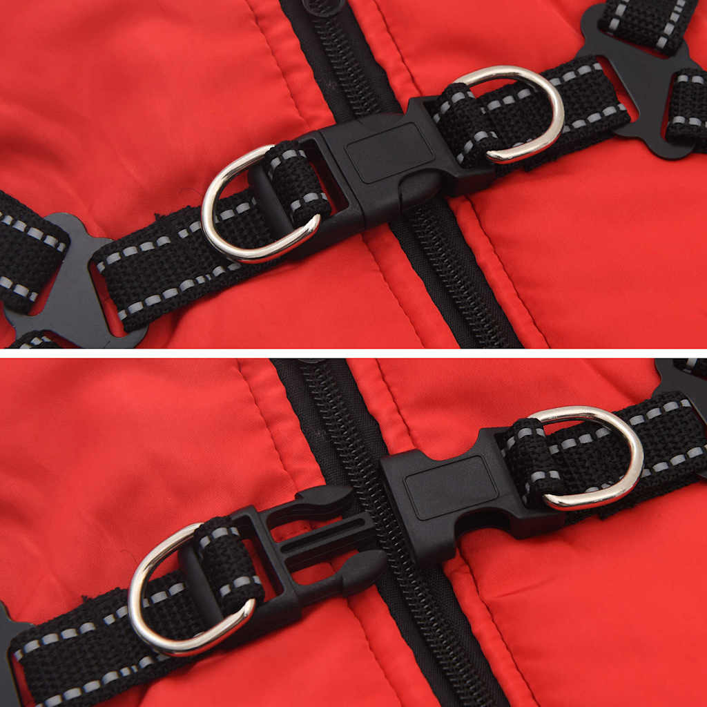Dog Coat with Harness Waterproof Reflective Red L