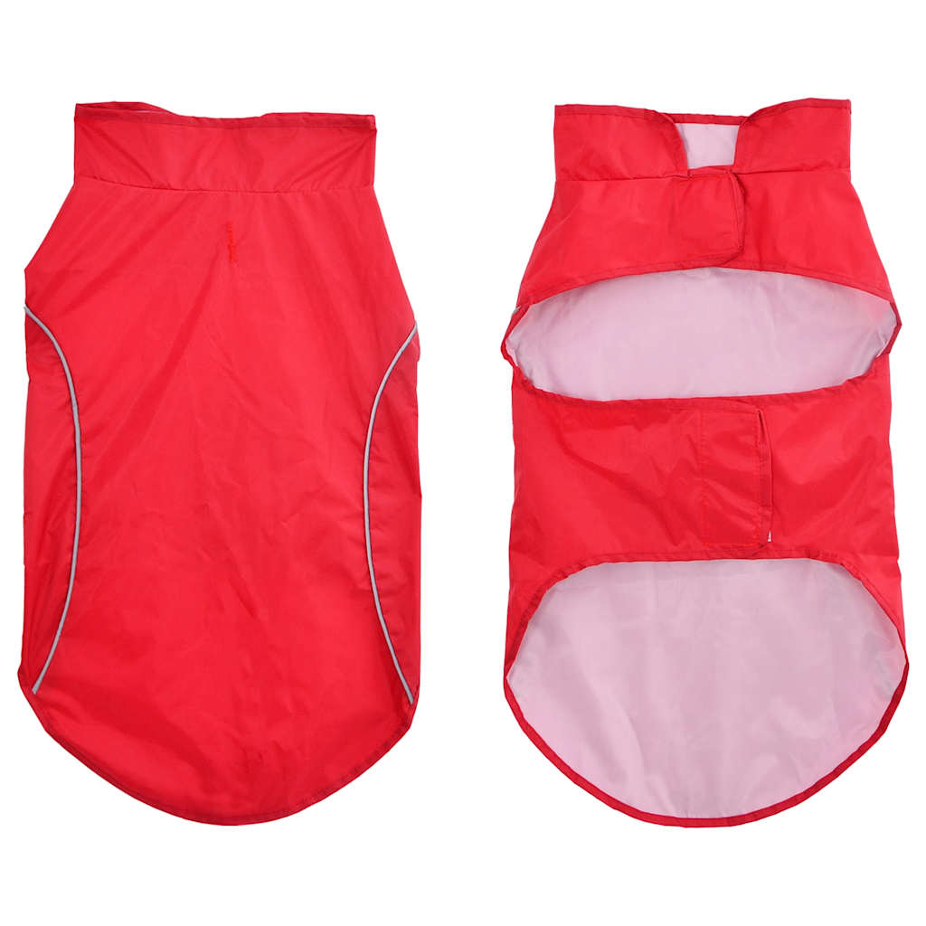 Dog Raincoat with Reflective Strips Polyester Red 2XL