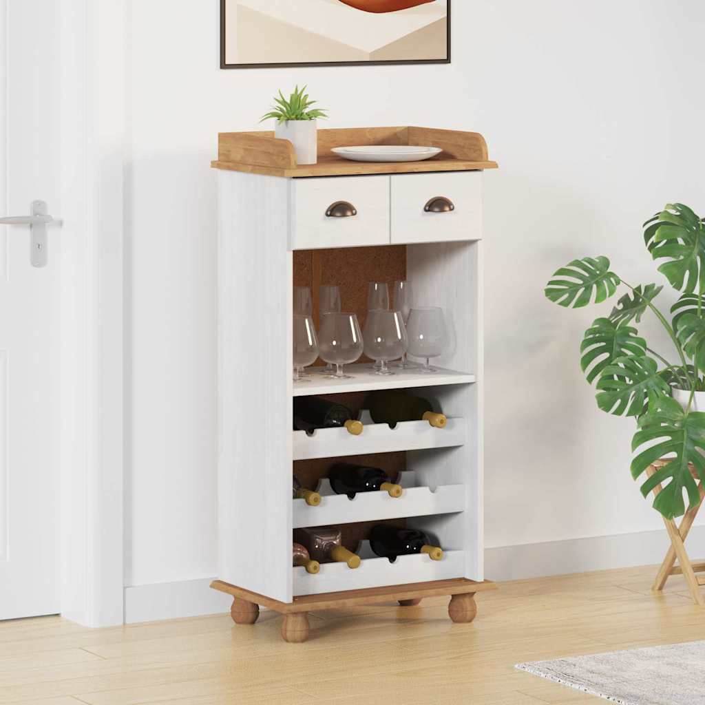 Wine Cabinet "ASKIM" with 12 Bottle Holders White Solid Wood Pine