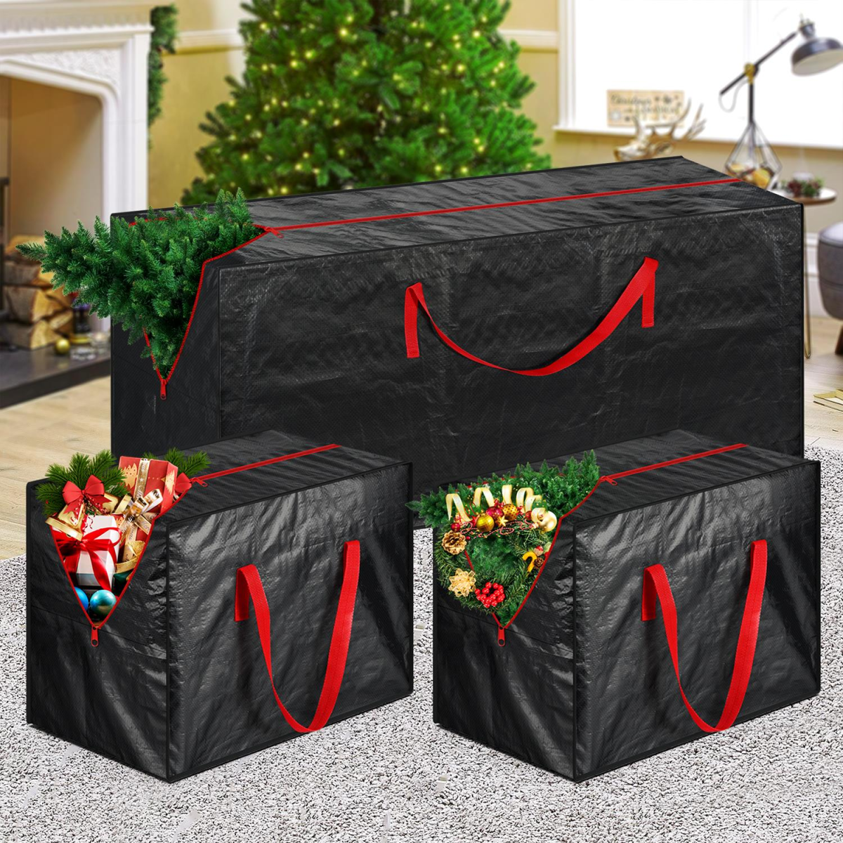 VINSANI 3pc BLACK XMAS STORAGE BAGS 1010450