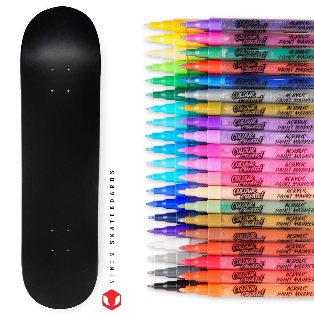 Venom Skateboards Deck & Colour Create Pens + Deck Wall Hanger