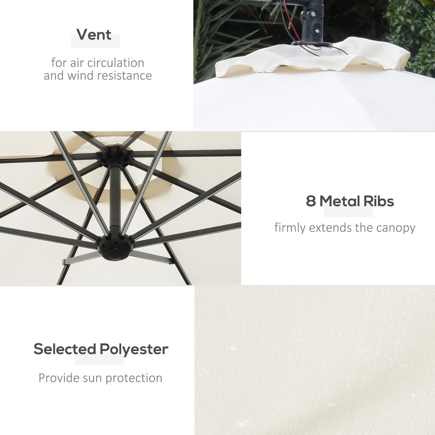 Umbrella Parasol W/Solar Powered LED strips