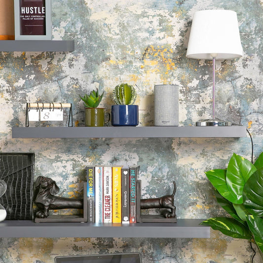 80cm Grey Modern Floating Shelves - Pack of Three