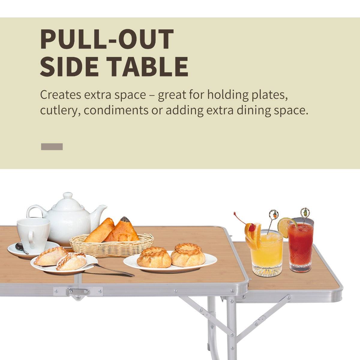 3ft Aluminium Medium-density fibreboard-Top Folding Picnic Table Portable Camping Table