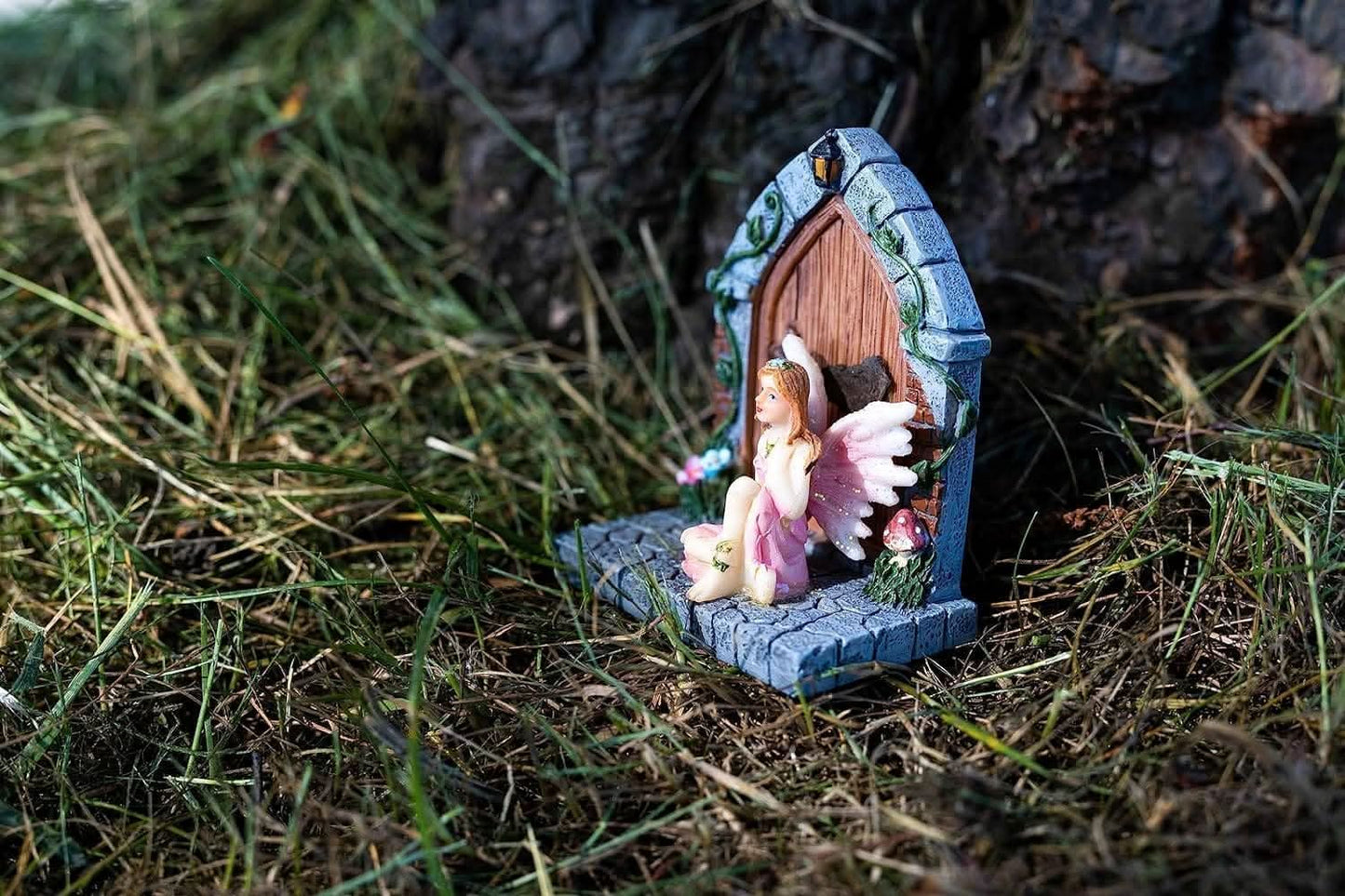 Enchanted Pink Fairy Door Garden Ornament