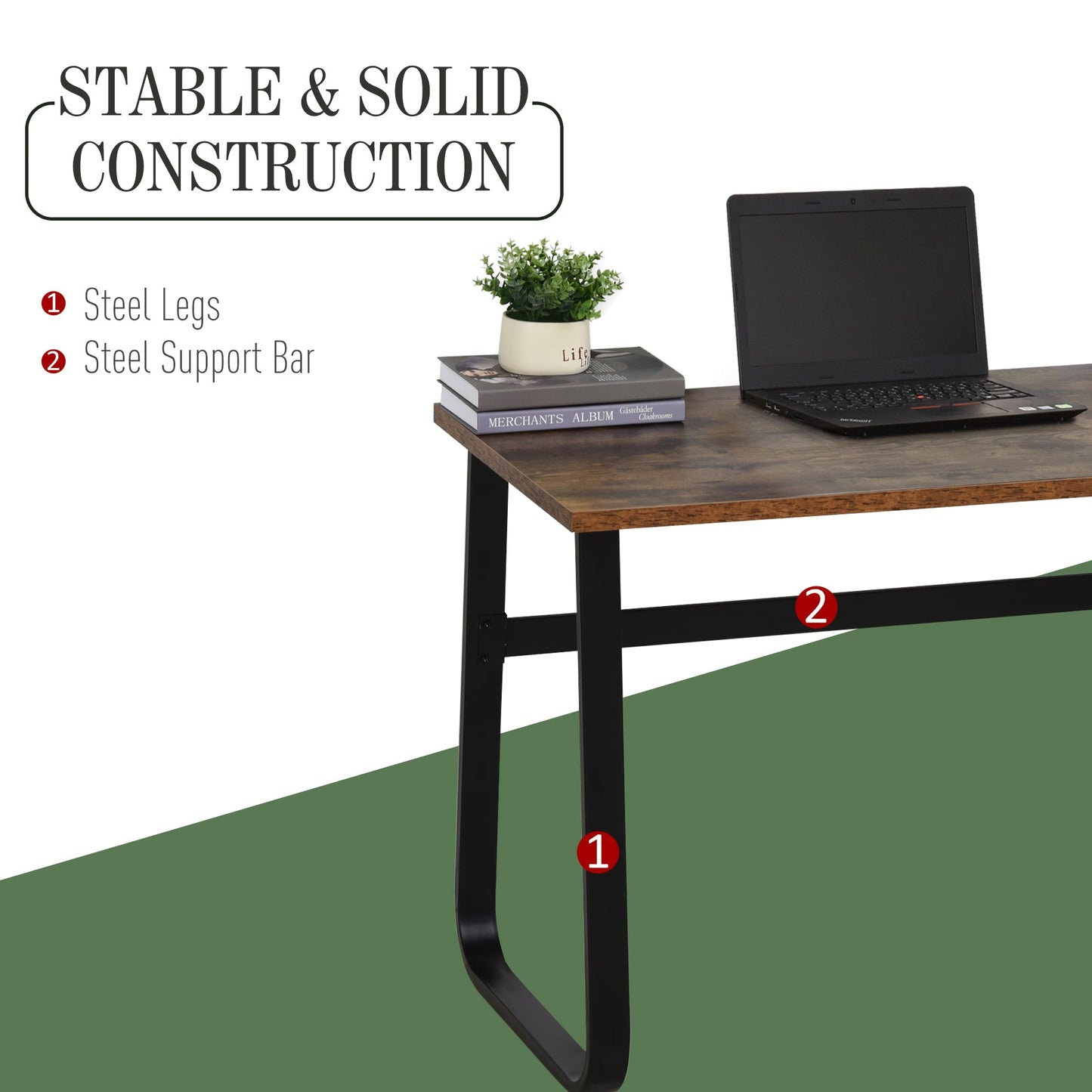 Industrial Writing Desk Simple Study Desk Metal Legs Home Office Workstation