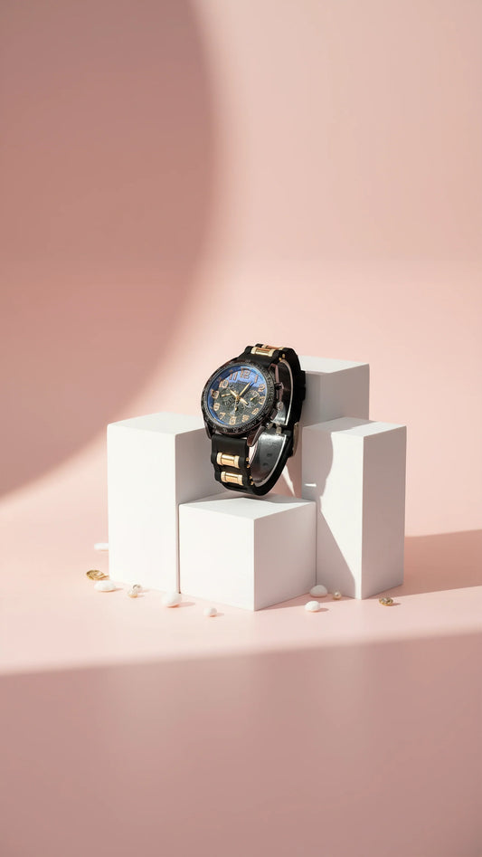 Men’s Black & Gold Sub Dial Sports Watch