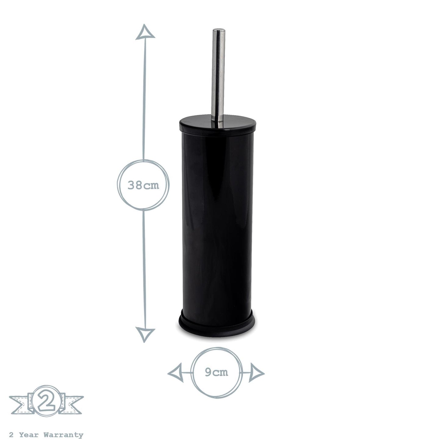 Black Round Stainless Steel Toilet Brush & Bin Set