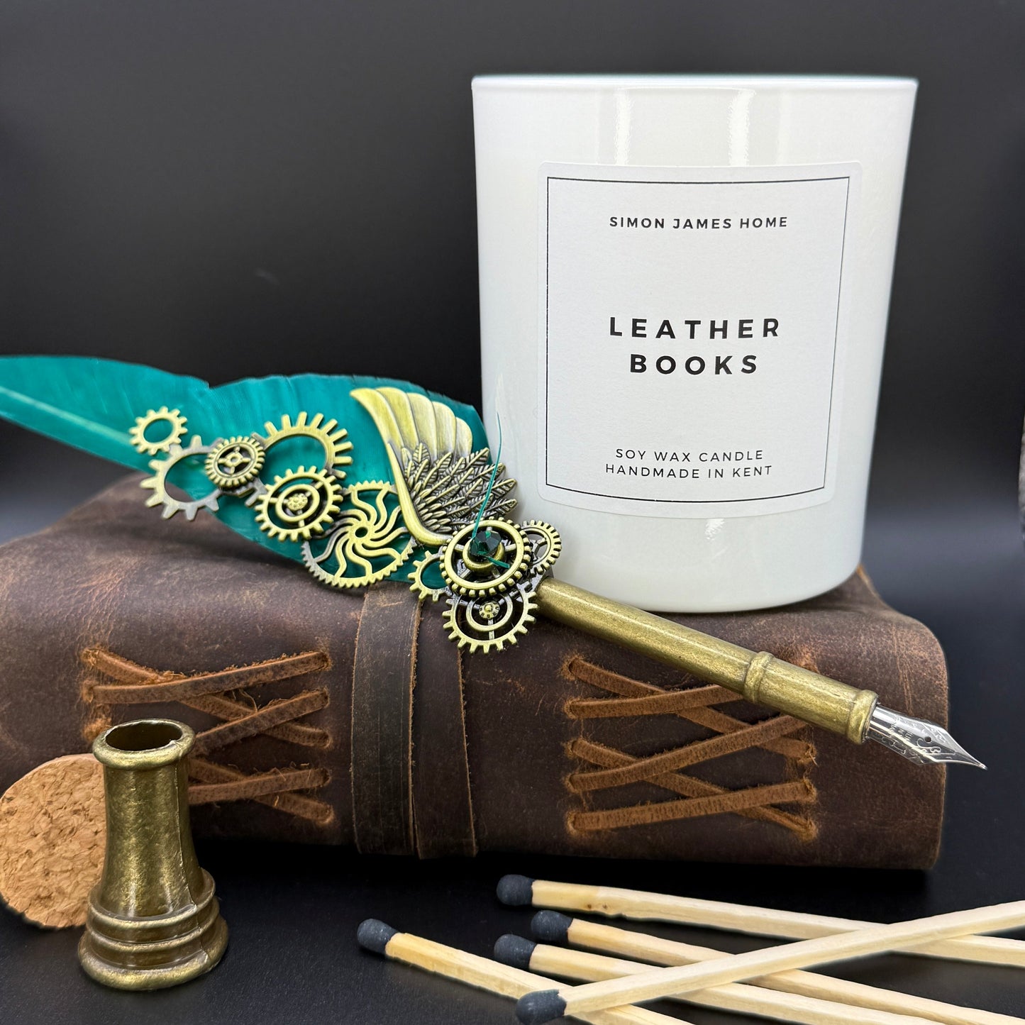 Leather Books Handmade Soy Wax Candle