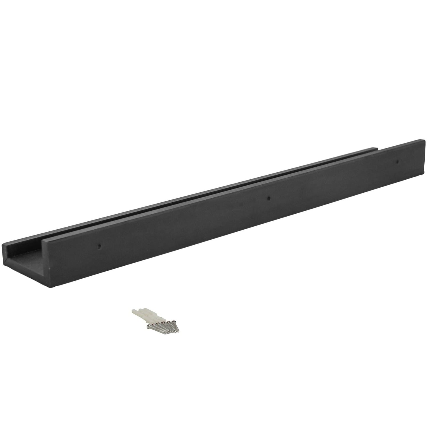 57cm Black Floating Picture Ledge Shelves - Pack of Two