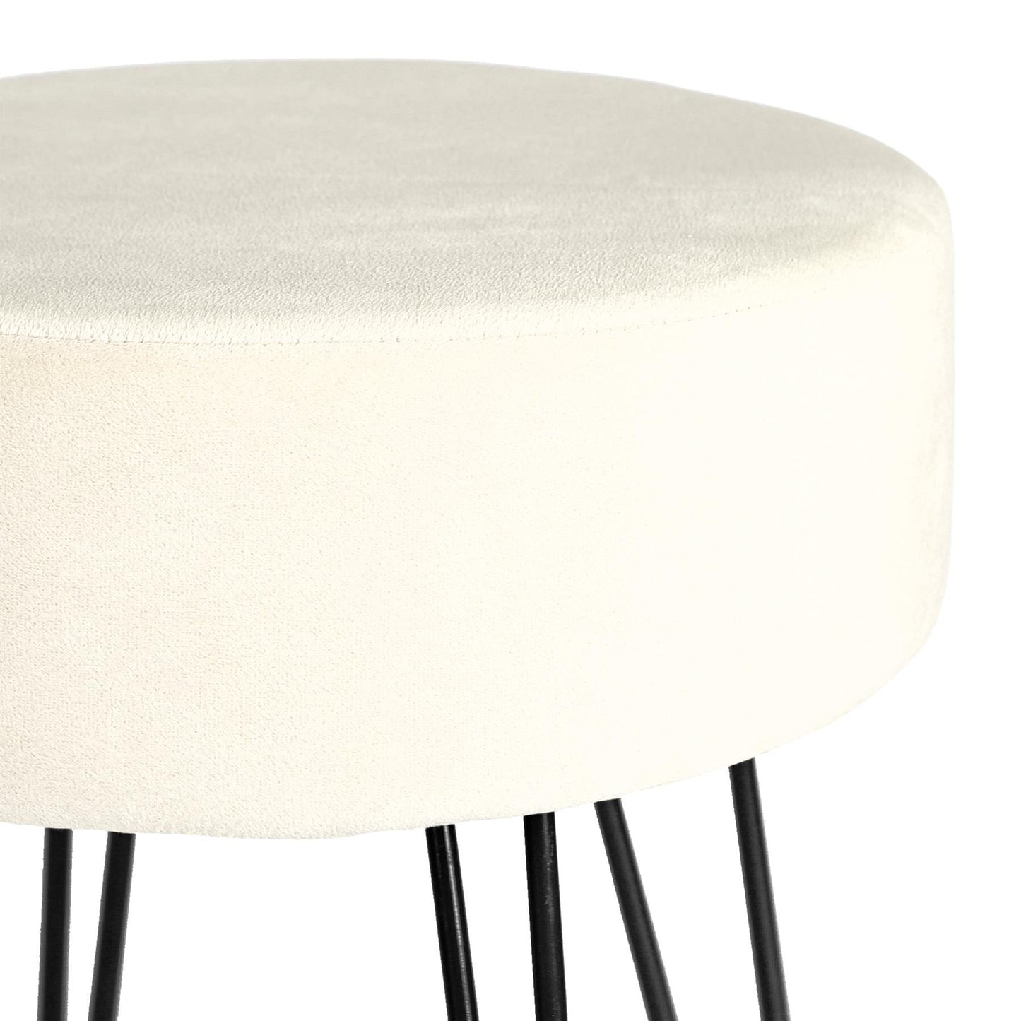 Cream Round Velvet Footstool