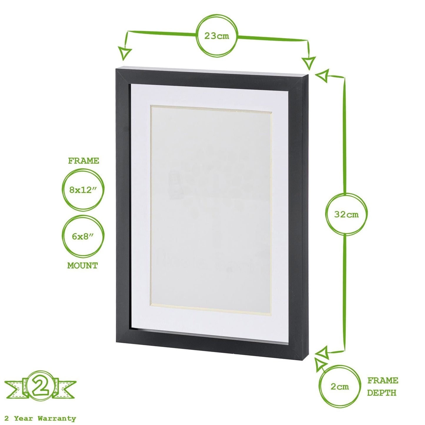 Black A4 (8" x 12") Photo Frame with A5 Mount
