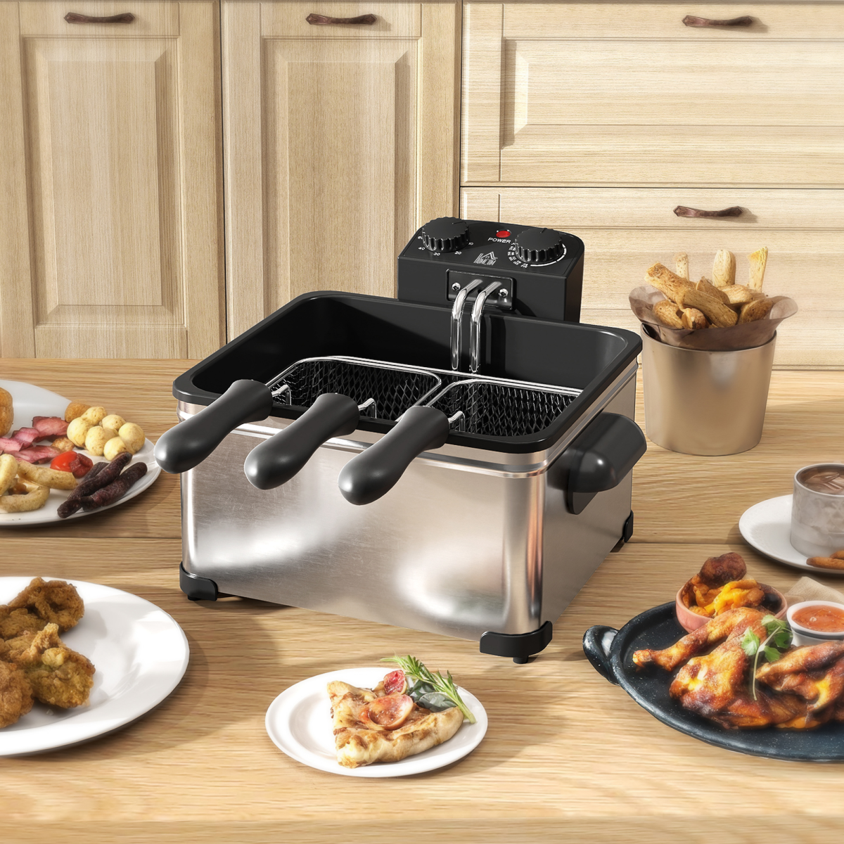 HOMCOM 5L Deep Fryer with Removable Oil Basket and Viewing Window, 2000W