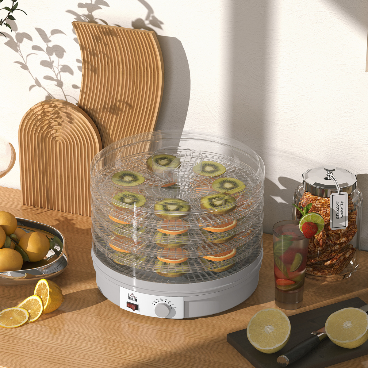 HOMCOM 5 Tier Food Dehydrator for Drying Fruit Meat Vegetable Pet Treat