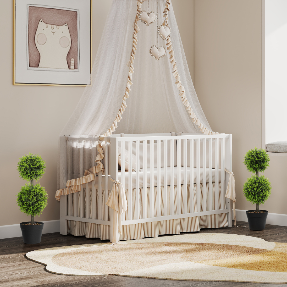 HOMCOM Set of 2 Artificial Topiary Cypress Ball Trees with Pot and Pebbles