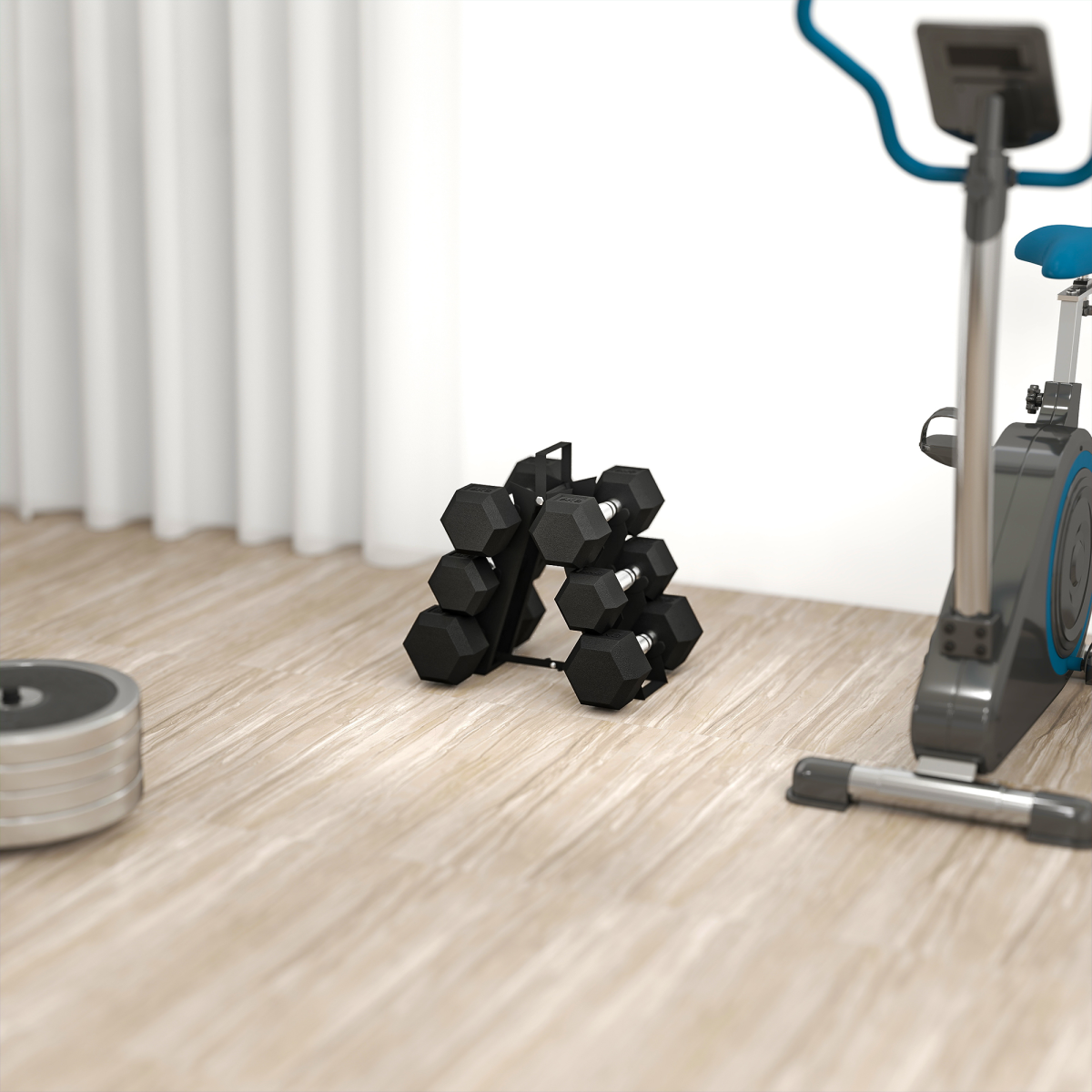 SPORTNOW 36KG Hex Dumbbell Set with Dumbbell Rack, Rubber Coated Weights