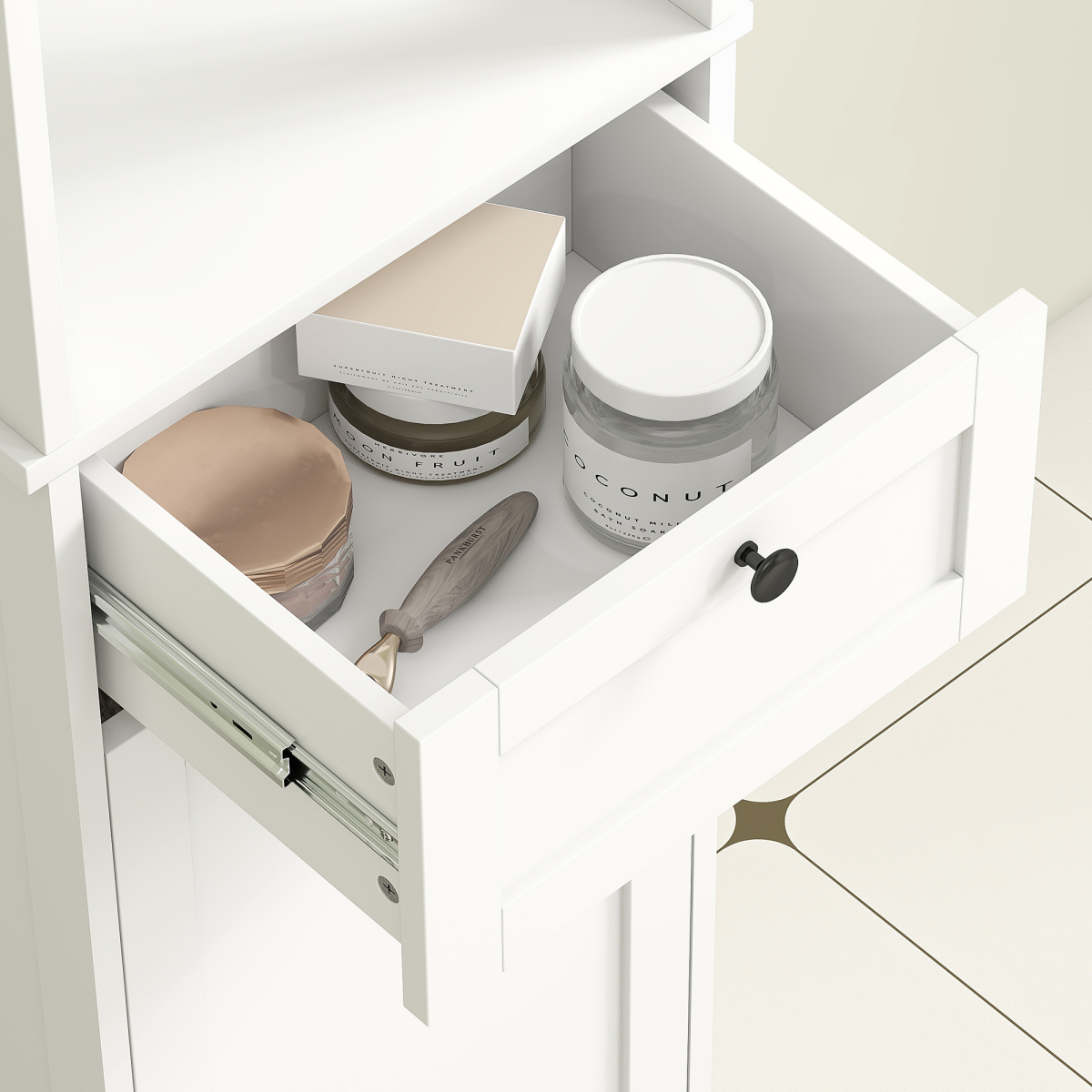 HOMCOM Slim Bathroom Storage Unit with Tilt-Out Laundry Cabinet Drawer White