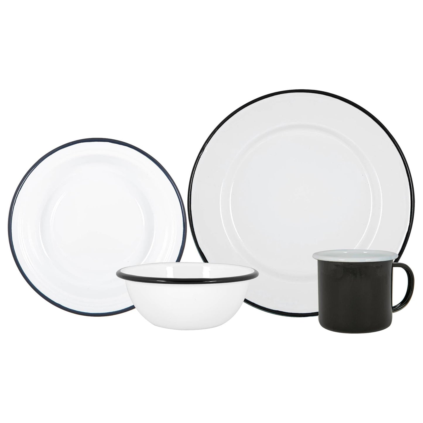 16pc White Enamel Dinner Set