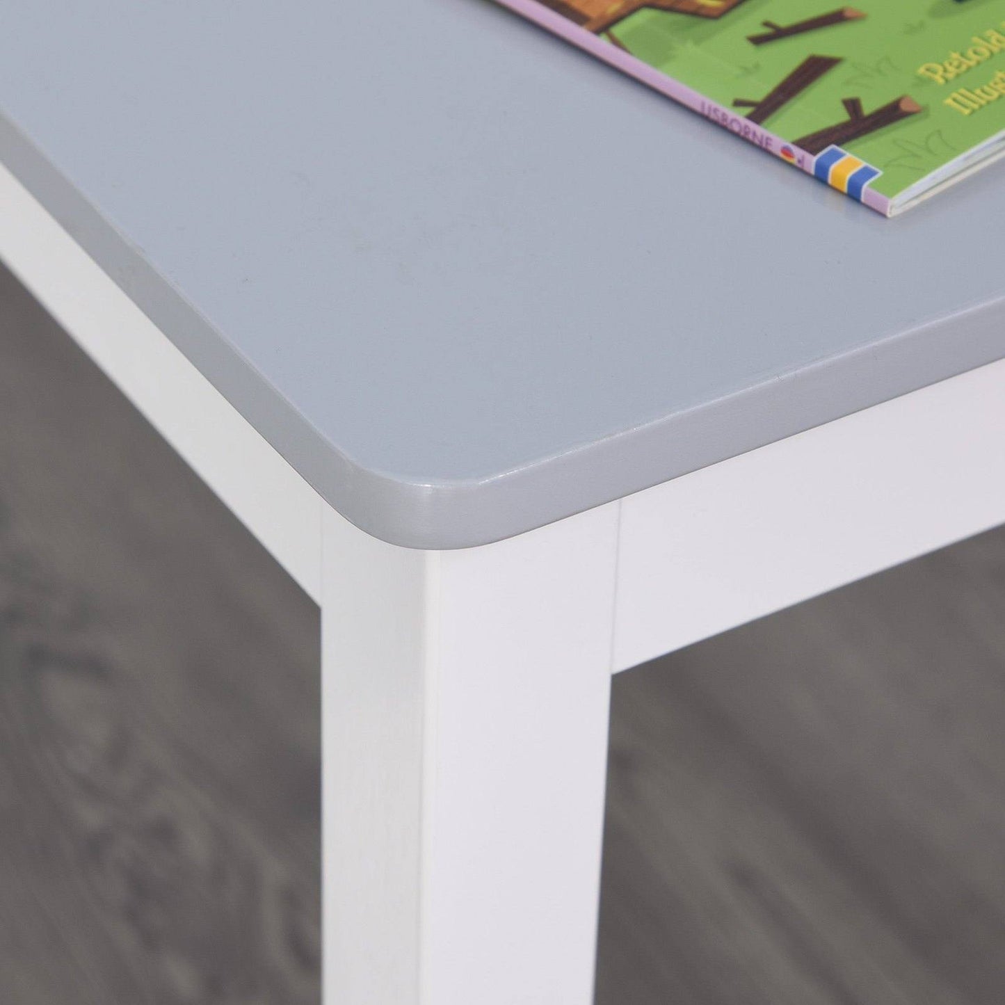 Homcom Kids Three-Piece Table and Chairs Set Grey & White