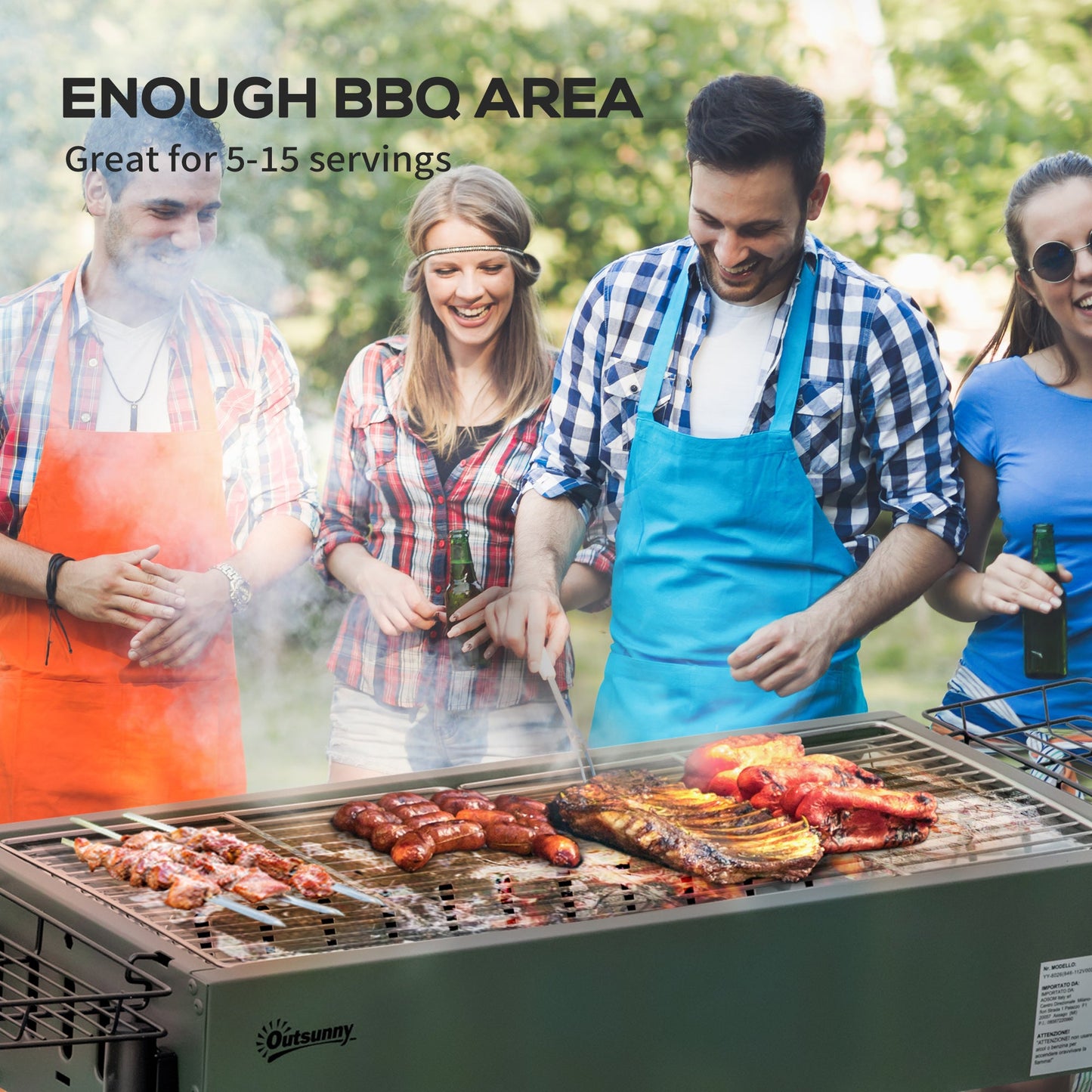 Portable Charcoal Barbecue BBQ Grill with Seasoning Baskets and Hooks