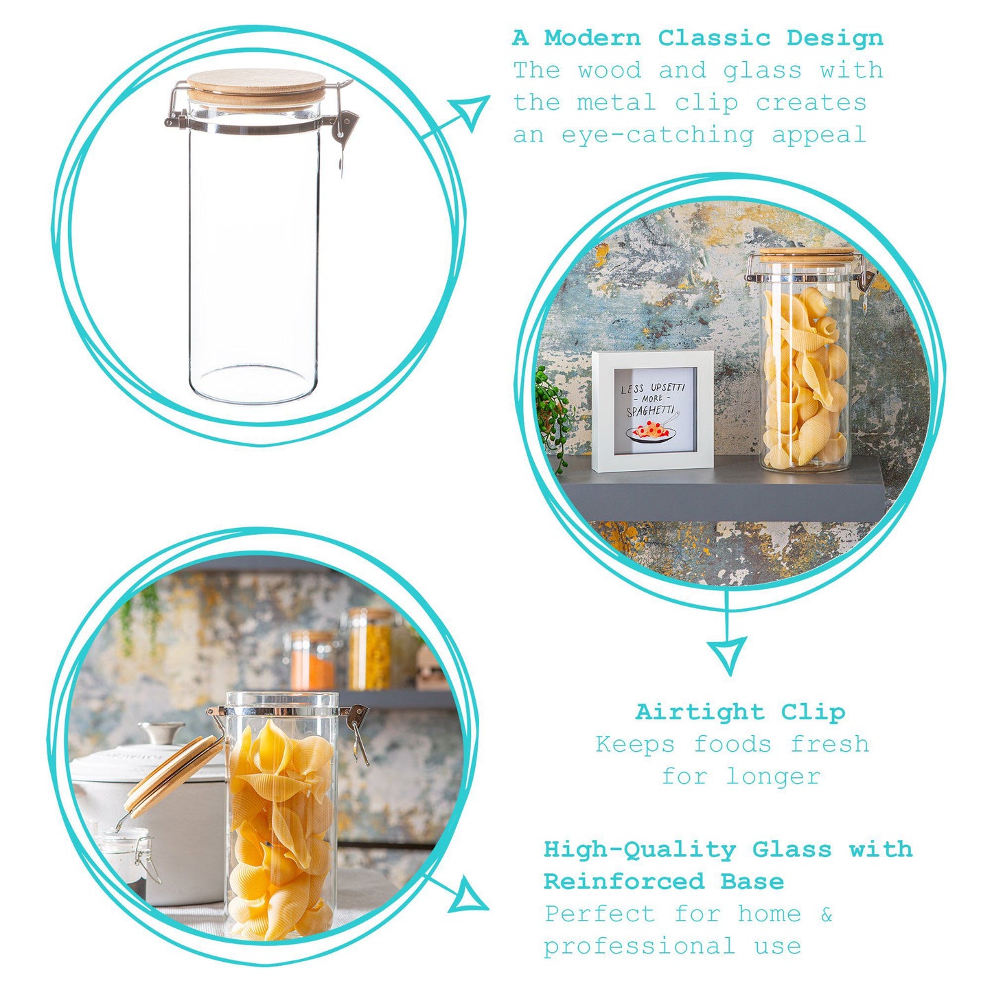 1.4L Glass Storage Jar with Wooden Clip Lid