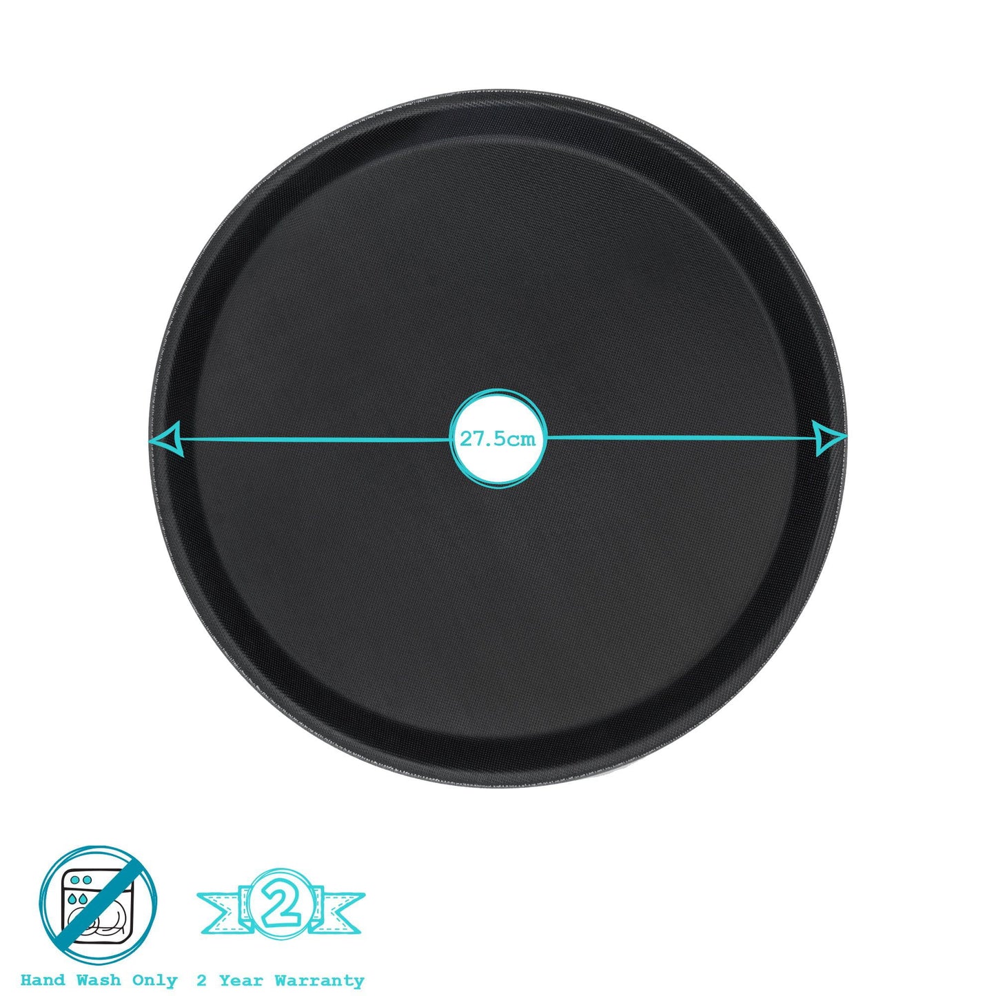 27.5cm Black Round Plastic Non-Slip Serving Tray