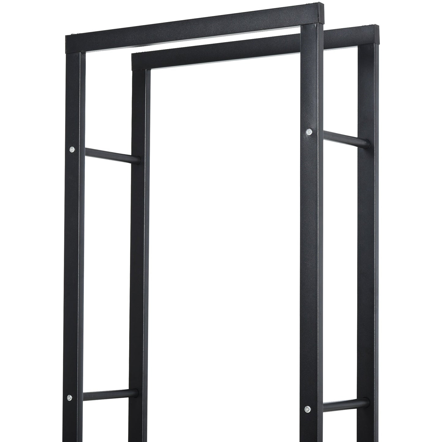 150x40cm Metal Firewood Log Holder Rack Double Tier w/ Balanced Base Side Rails
