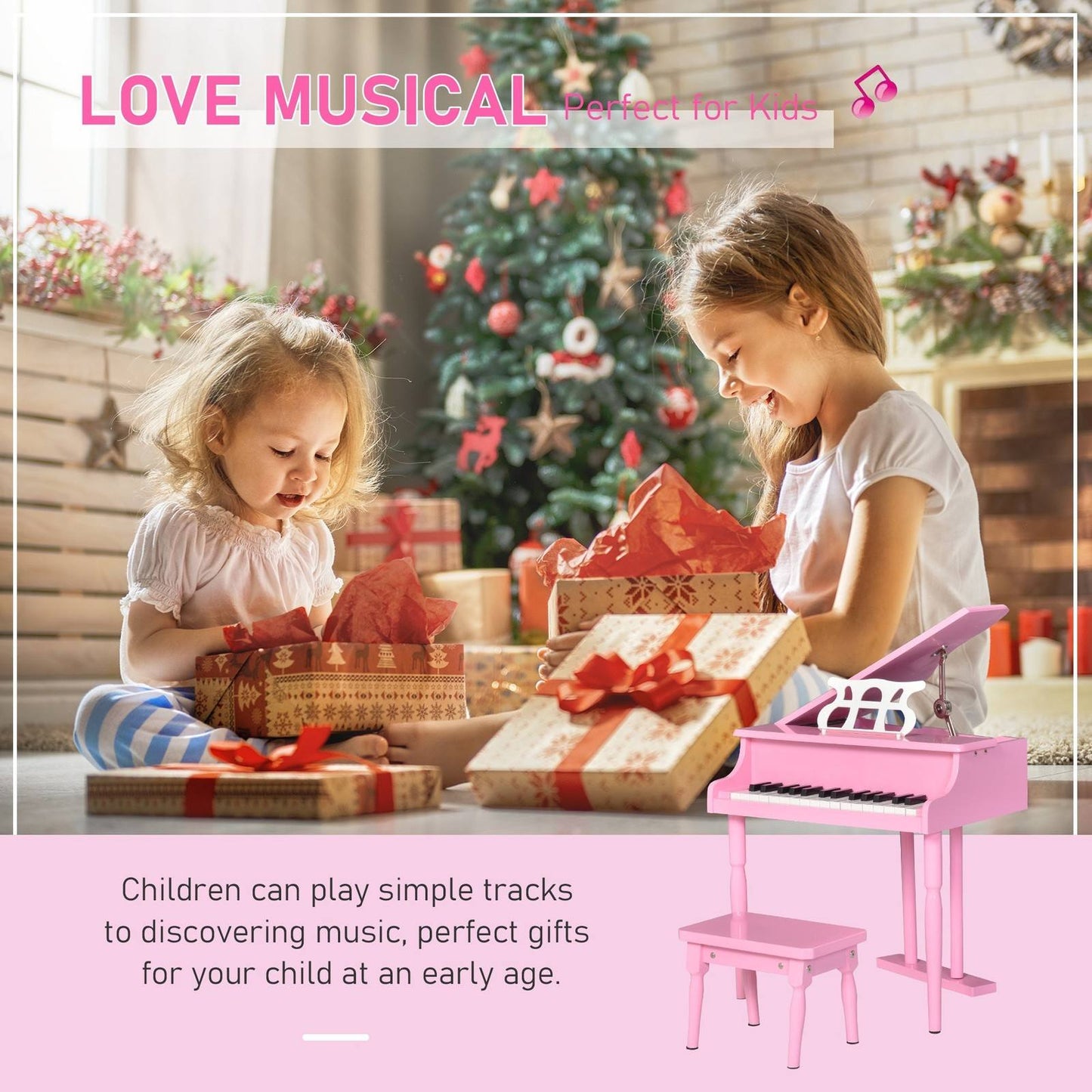 30 Keys Mini Kids Piano For Child With Music Stand And Bench Best Gifts Toy