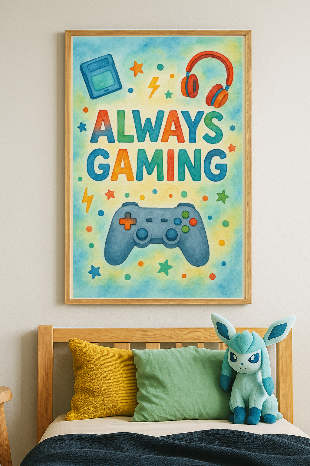 Always Gaming – Vibrant Gamer Wall Art Print for Kids' Bedrooms & Playrooms