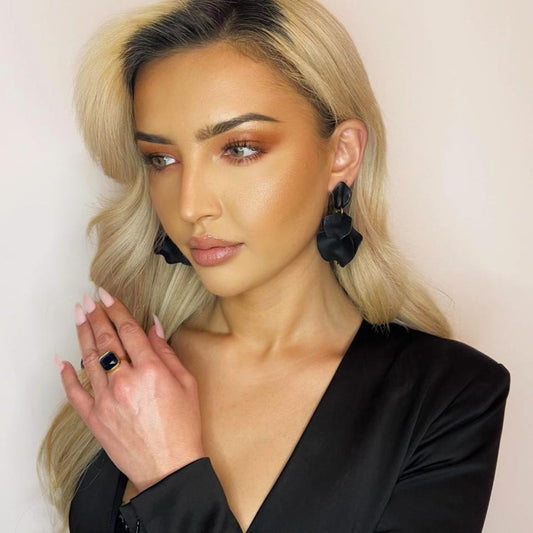 Bryony Black Statement Multi Petal Earrings