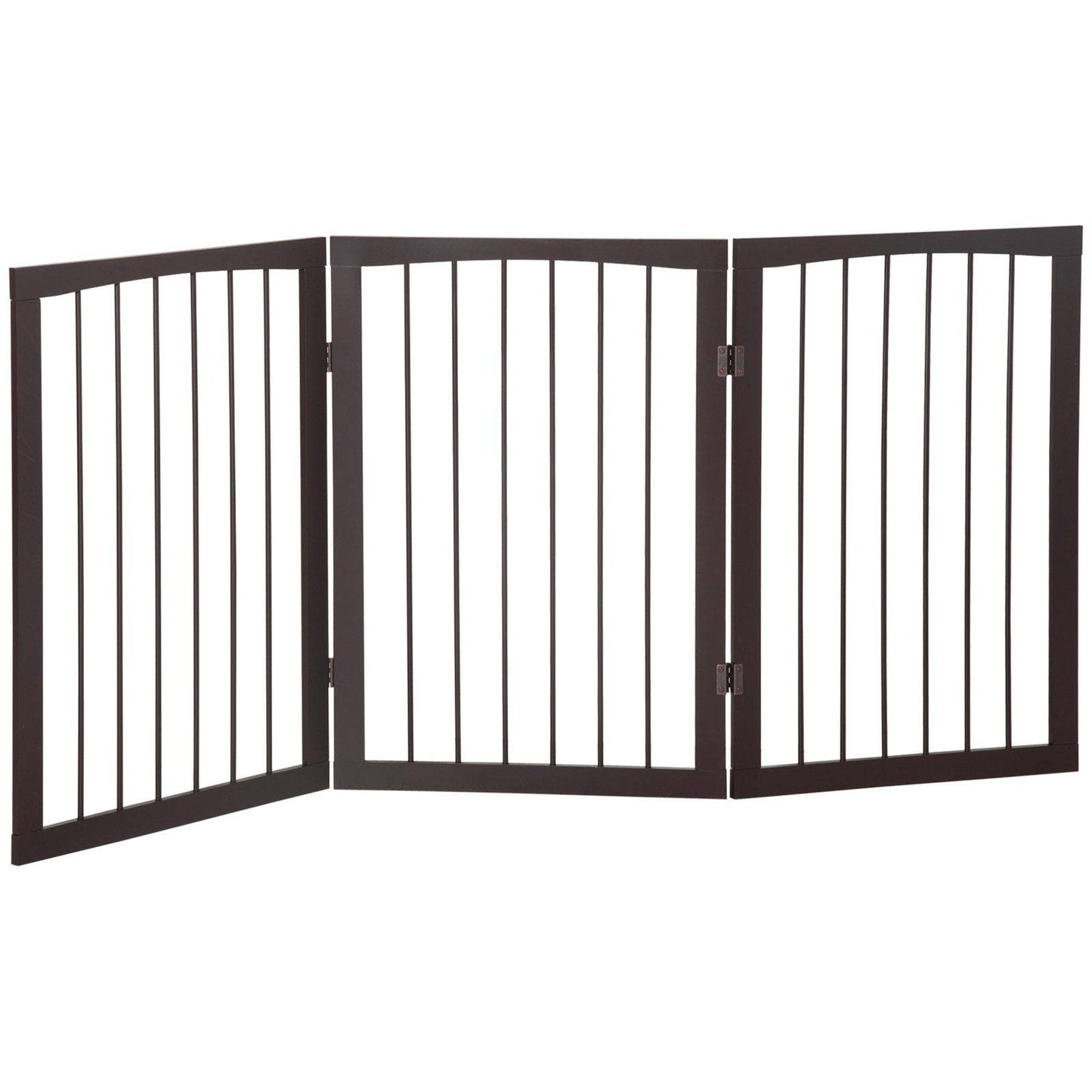 PawHut Pet Gate 160L×1.2D×76H cm Free Standing Folding Pet/Child Safety Fence-Dark Brown