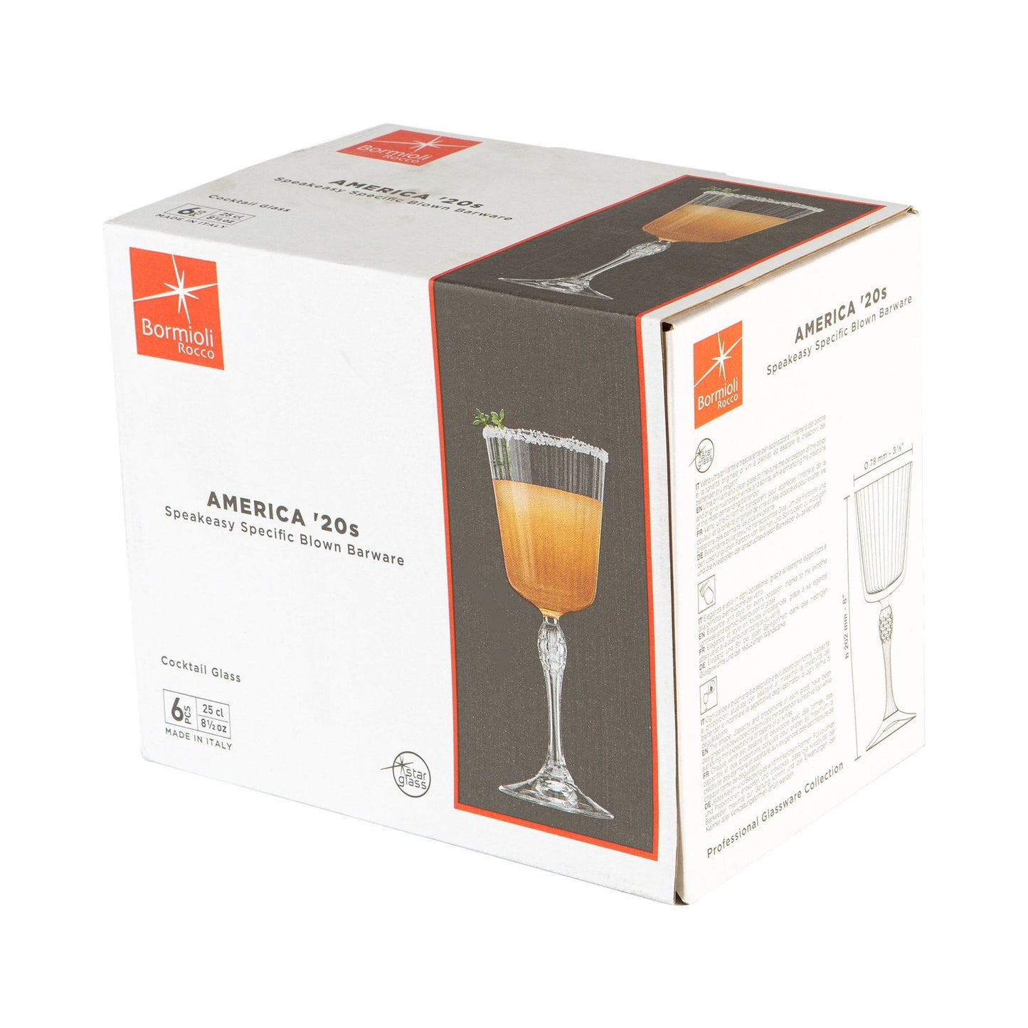 250ml America '20s Cocktail Glasses - Pack of Six