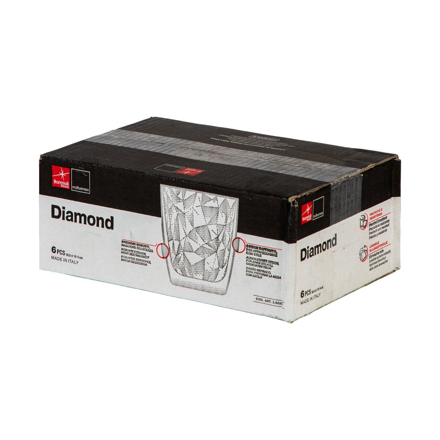300ml Diamond Whisky Glasses - Pack of Six