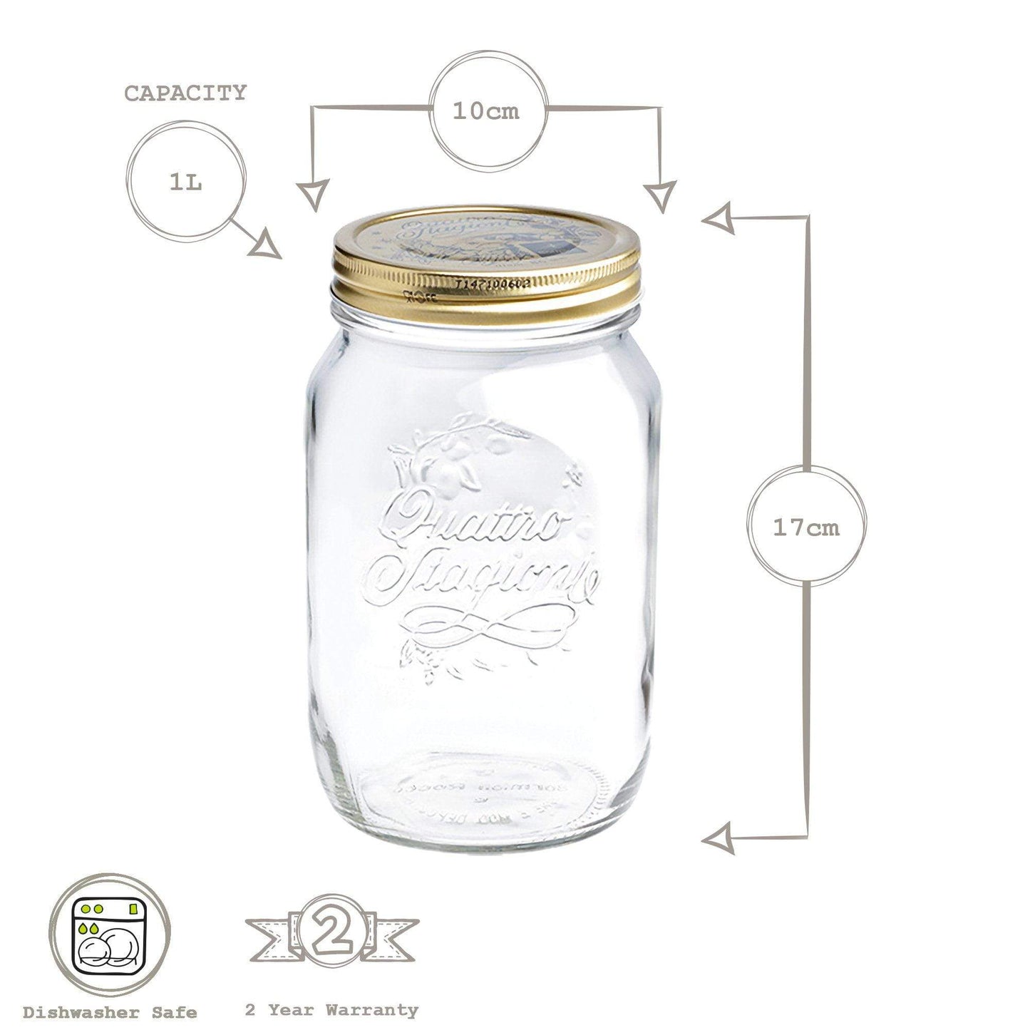 1L Quattro Stagioni Glass Storage Jar