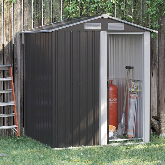Galvanised 5 x 4' Single Door Apex Shed Steel Grey by Steadfast